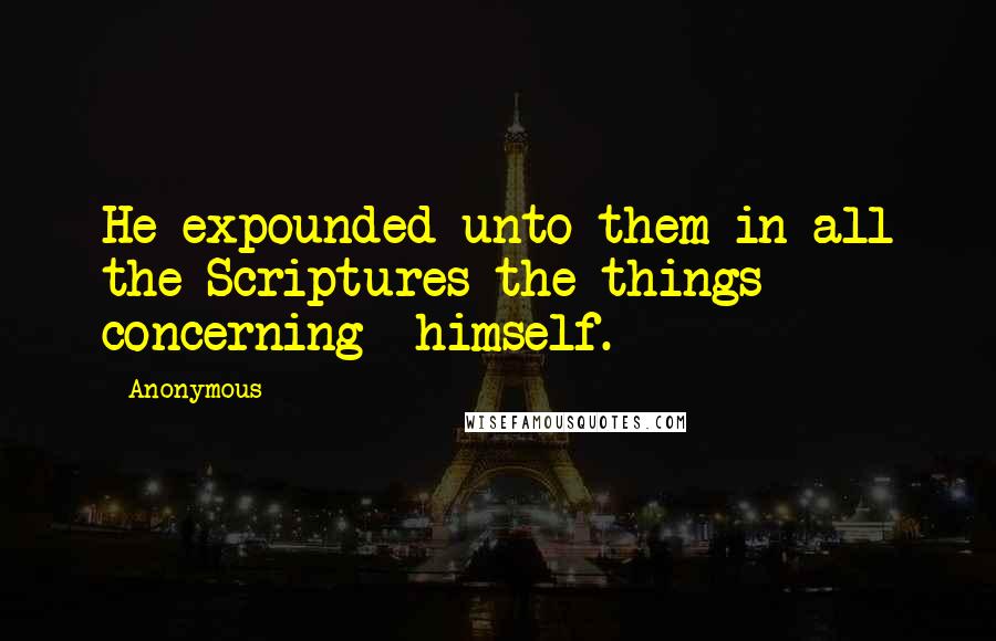 Anonymous Quotes: He expounded unto them in all the Scriptures the things concerning  himself.