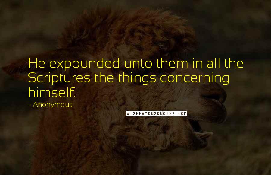 Anonymous Quotes: He expounded unto them in all the Scriptures the things concerning  himself.