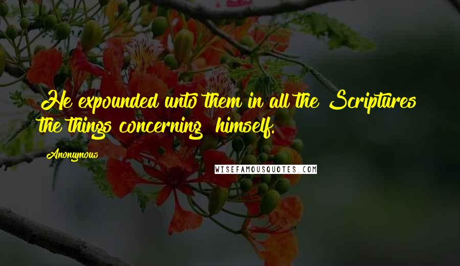 Anonymous Quotes: He expounded unto them in all the Scriptures the things concerning  himself.