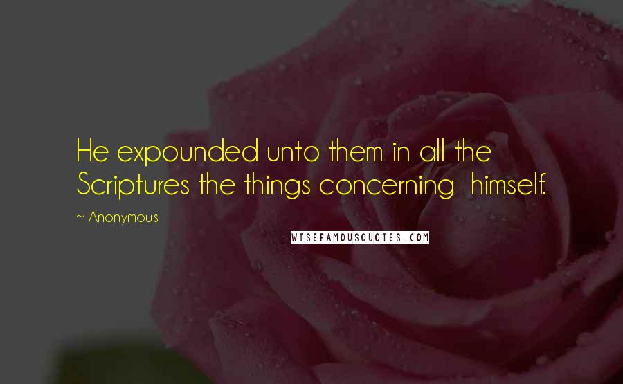 Anonymous Quotes: He expounded unto them in all the Scriptures the things concerning  himself.