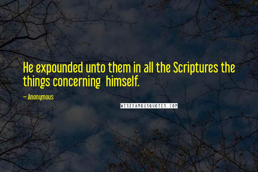 Anonymous Quotes: He expounded unto them in all the Scriptures the things concerning  himself.