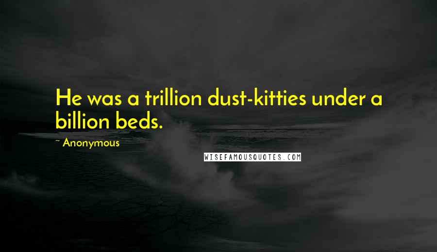 Anonymous Quotes: He was a trillion dust-kitties under a billion beds.