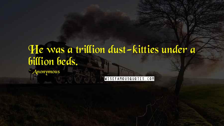 Anonymous Quotes: He was a trillion dust-kitties under a billion beds.