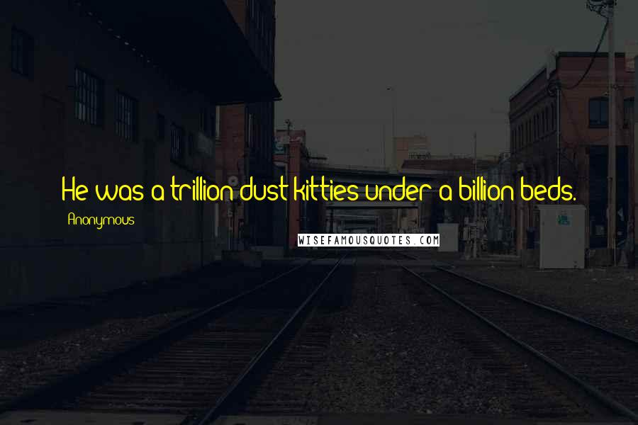 Anonymous Quotes: He was a trillion dust-kitties under a billion beds.