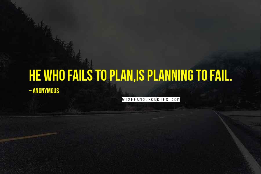 Anonymous Quotes: He who fails to plan,is planning to fail.