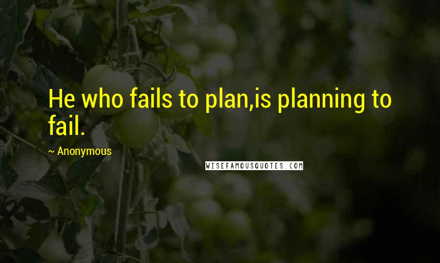 Anonymous Quotes: He who fails to plan,is planning to fail.