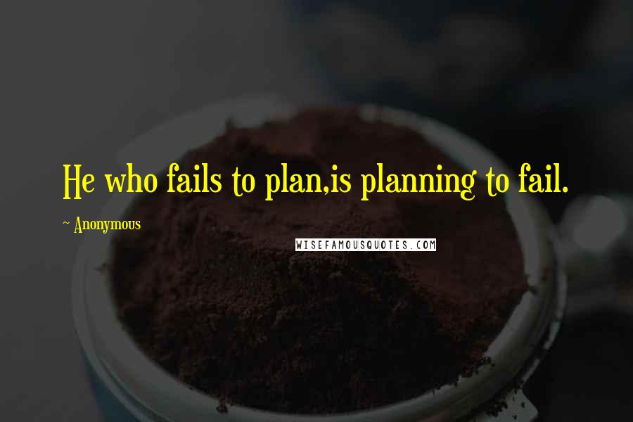 Anonymous Quotes: He who fails to plan,is planning to fail.
