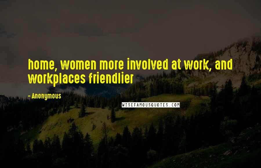 Anonymous Quotes: home, women more involved at work, and workplaces friendlier