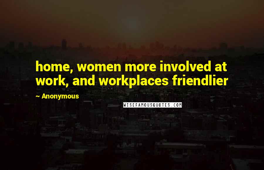 Anonymous Quotes: home, women more involved at work, and workplaces friendlier