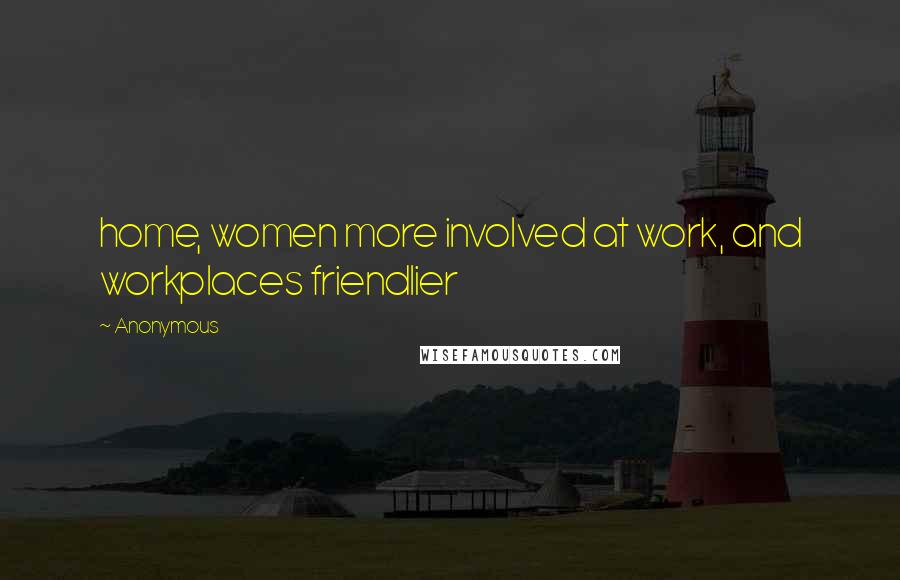 Anonymous Quotes: home, women more involved at work, and workplaces friendlier