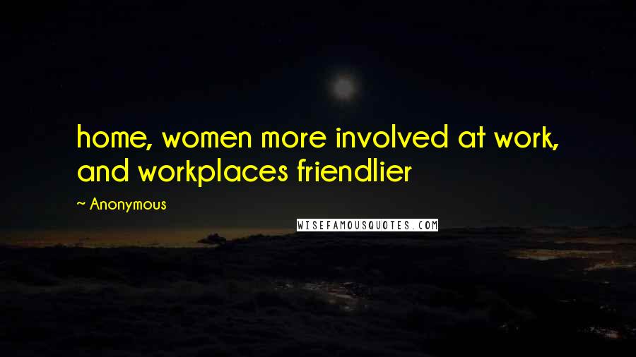 Anonymous Quotes: home, women more involved at work, and workplaces friendlier