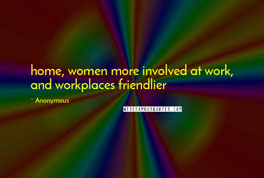 Anonymous Quotes: home, women more involved at work, and workplaces friendlier