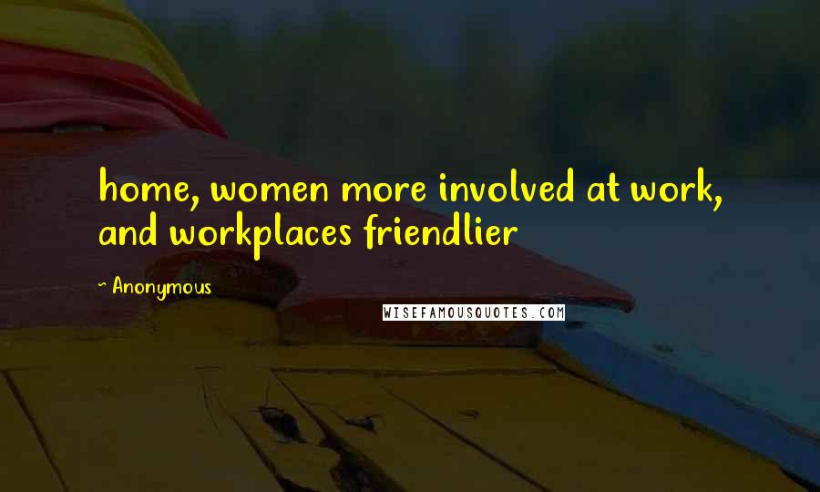 Anonymous Quotes: home, women more involved at work, and workplaces friendlier