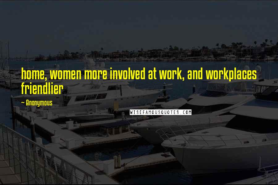 Anonymous Quotes: home, women more involved at work, and workplaces friendlier