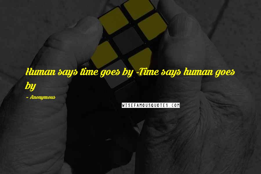 Anonymous Quotes: Human says time goes by -Time says human goes by
