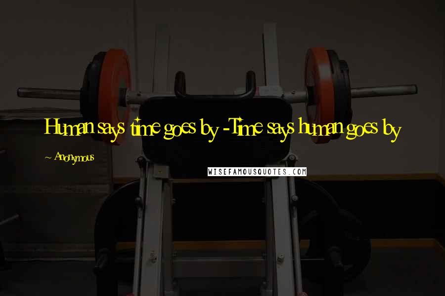 Anonymous Quotes: Human says time goes by -Time says human goes by