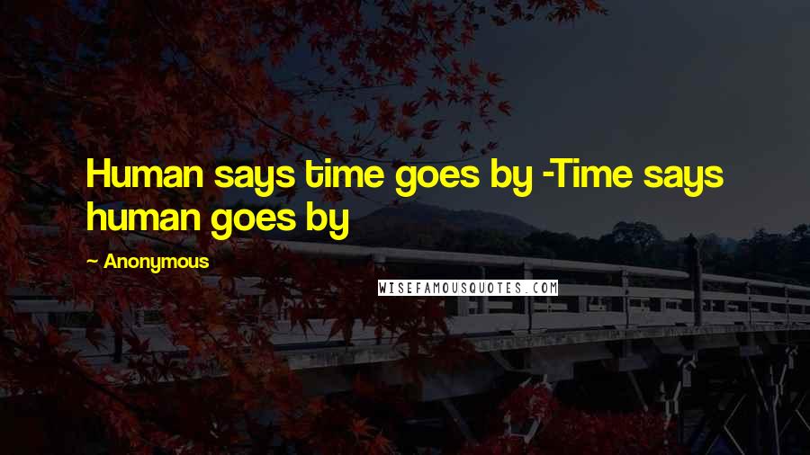 Anonymous Quotes: Human says time goes by -Time says human goes by