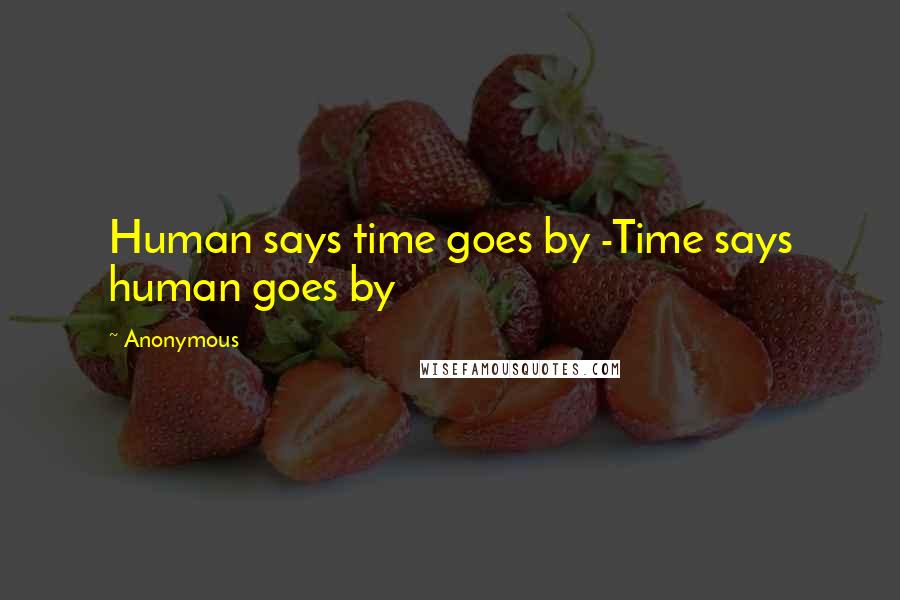 Anonymous Quotes: Human says time goes by -Time says human goes by