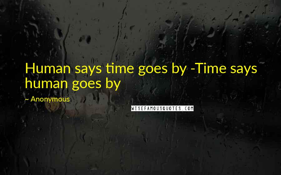 Anonymous Quotes: Human says time goes by -Time says human goes by