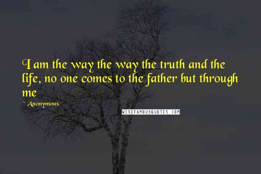 Anonymous Quotes: I am the way the way the truth and the life, no one comes to the father but through me