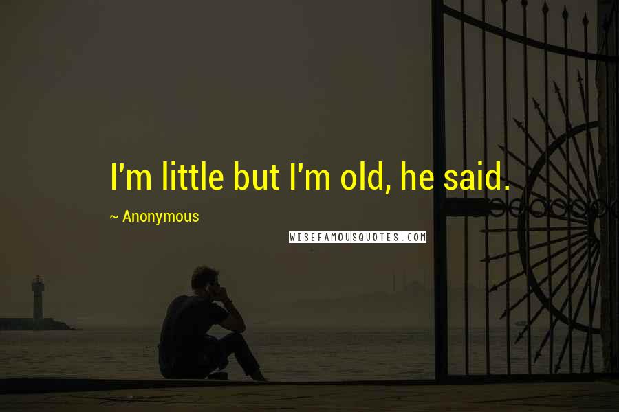 Anonymous Quotes: I'm little but I'm old, he said.