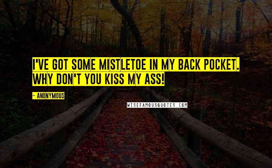 Anonymous Quotes: I've got some mistletoe in my back pocket. Why don't you kiss my ass!