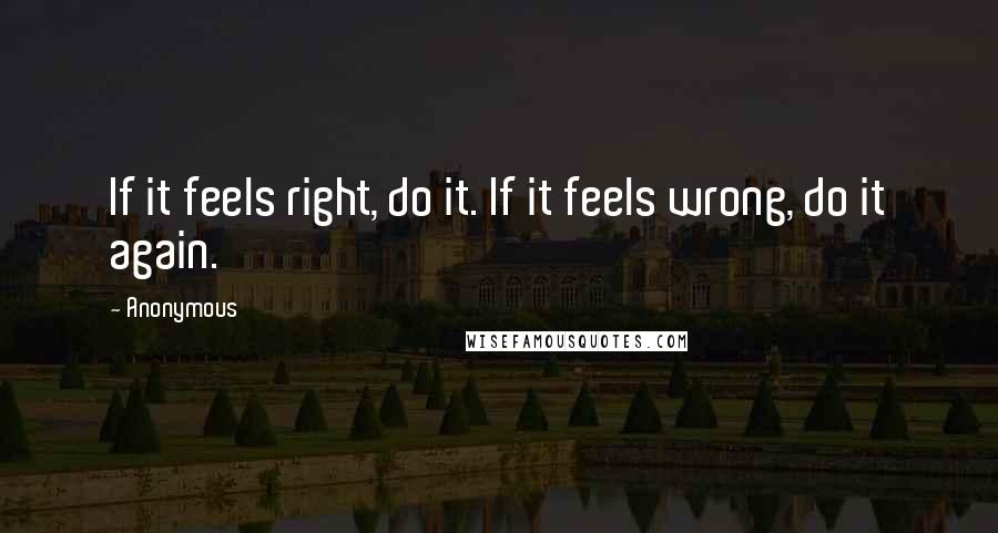 Anonymous Quotes: If it feels right, do it. If it feels wrong, do it again.