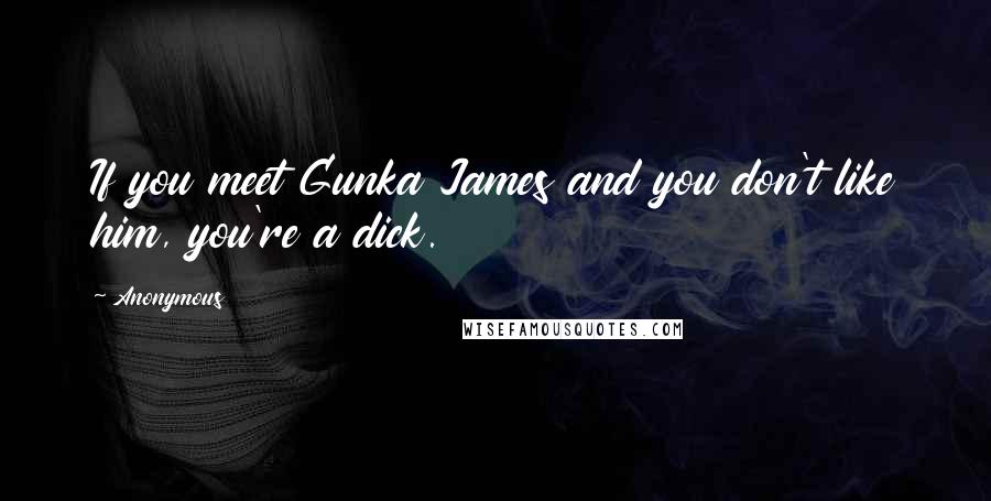 Anonymous Quotes: If you meet Gunka James and you don't like him, you're a dick.