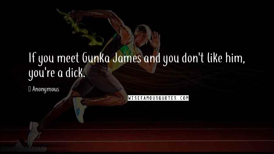 Anonymous Quotes: If you meet Gunka James and you don't like him, you're a dick.