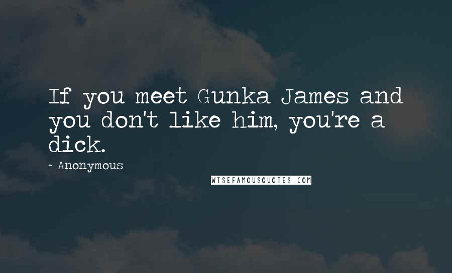 Anonymous Quotes: If you meet Gunka James and you don't like him, you're a dick.