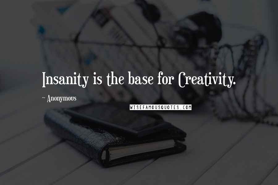 Anonymous Quotes: Insanity is the base for Creativity.