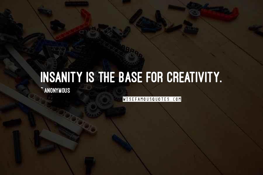 Anonymous Quotes: Insanity is the base for Creativity.