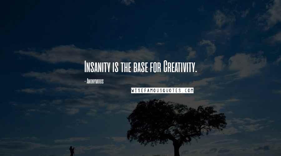 Anonymous Quotes: Insanity is the base for Creativity.