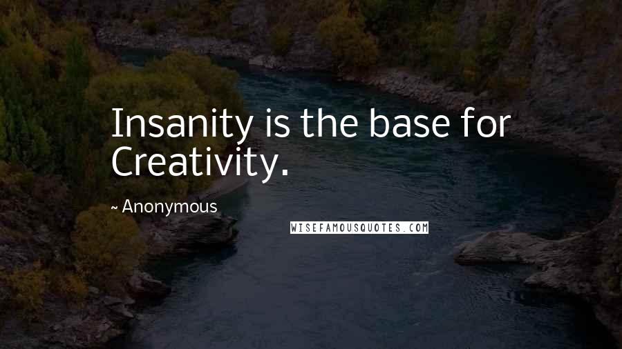 Anonymous Quotes: Insanity is the base for Creativity.