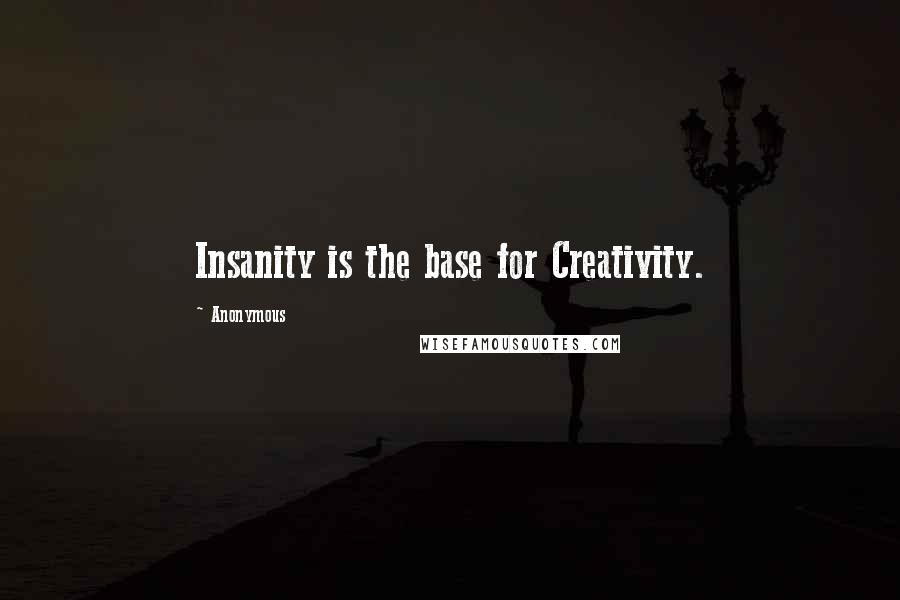 Anonymous Quotes: Insanity is the base for Creativity.