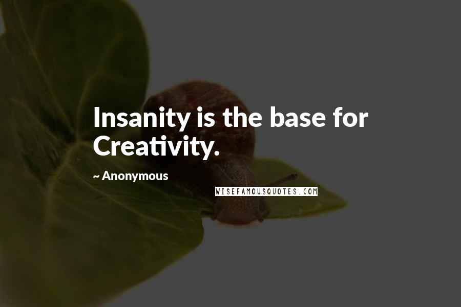 Anonymous Quotes: Insanity is the base for Creativity.