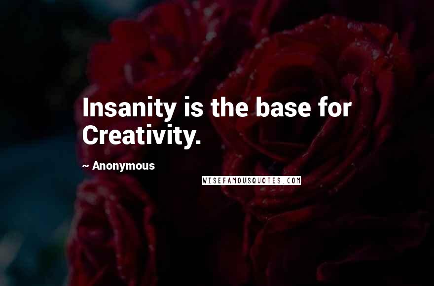 Anonymous Quotes: Insanity is the base for Creativity.