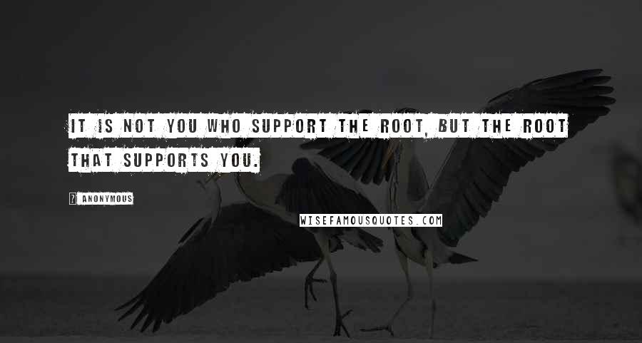 Anonymous Quotes: it is not you who support the root, but the root that supports you.