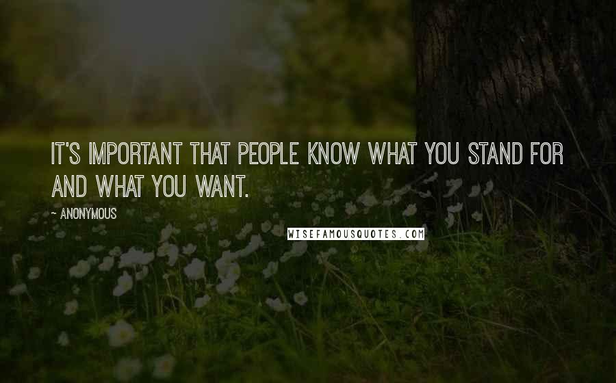 Anonymous Quotes: It's important that people know what you stand for and what you want.