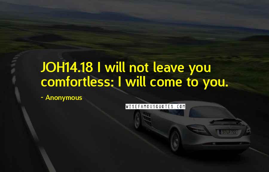 Anonymous Quotes: JOH14.18 I will not leave you comfortless: I will come to you.