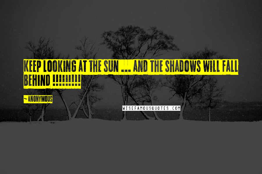 Anonymous Quotes: Keep looking at the sun ... and the shadows will fall behind !!!!!!!!!