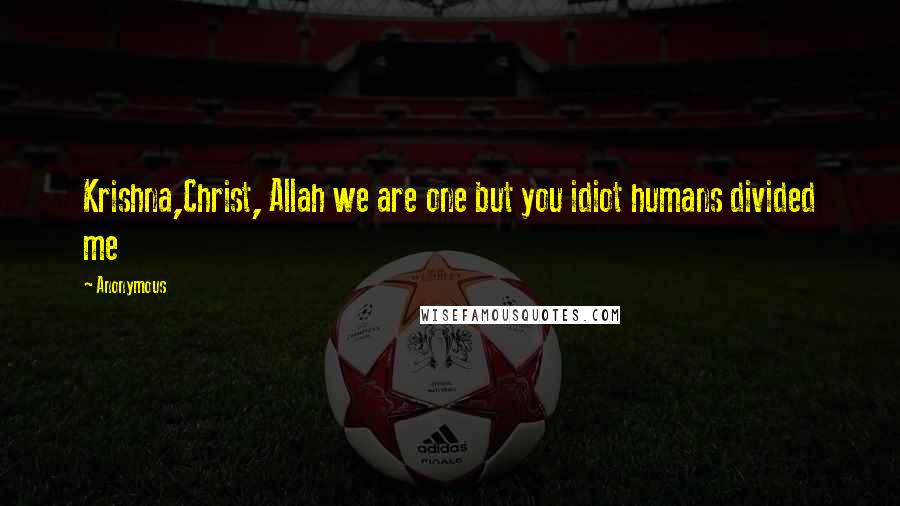 Anonymous Quotes: Krishna,Christ, Allah we are one but you idiot humans divided me