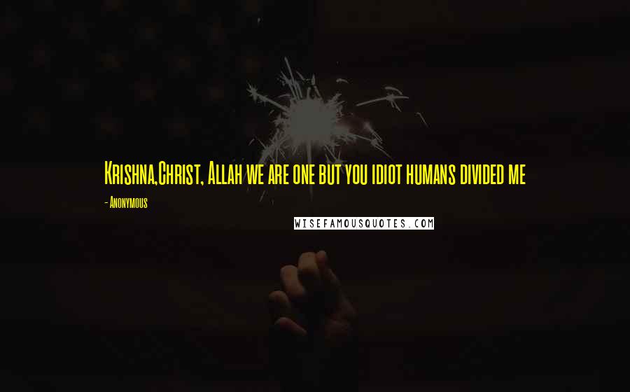 Anonymous Quotes: Krishna,Christ, Allah we are one but you idiot humans divided me