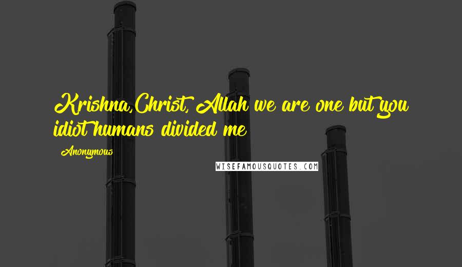 Anonymous Quotes: Krishna,Christ, Allah we are one but you idiot humans divided me