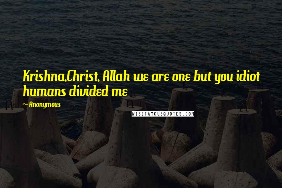 Anonymous Quotes: Krishna,Christ, Allah we are one but you idiot humans divided me