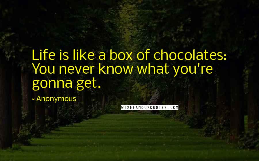 Anonymous Quotes: Life is like a box of chocolates: You never know what you're gonna get.