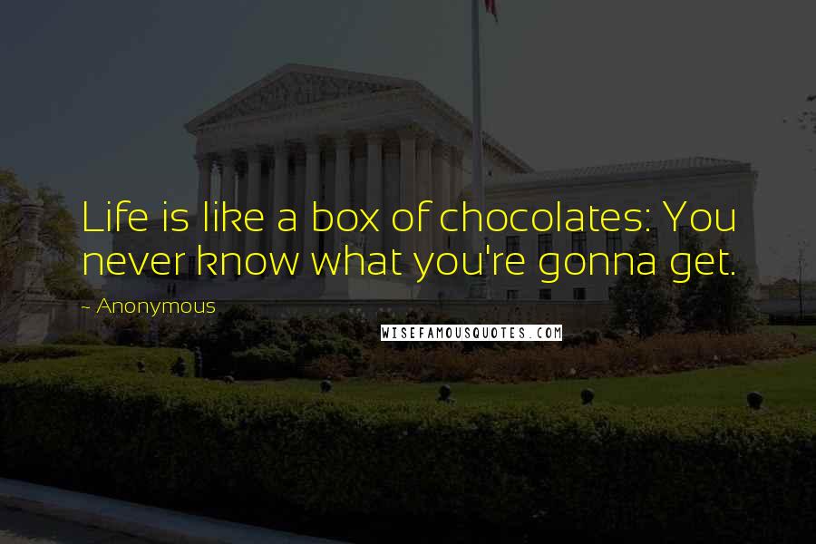 Anonymous Quotes: Life is like a box of chocolates: You never know what you're gonna get.