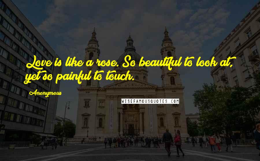 Anonymous Quotes: Love is like a rose. So beautiful to look at, yet so painful to touch.