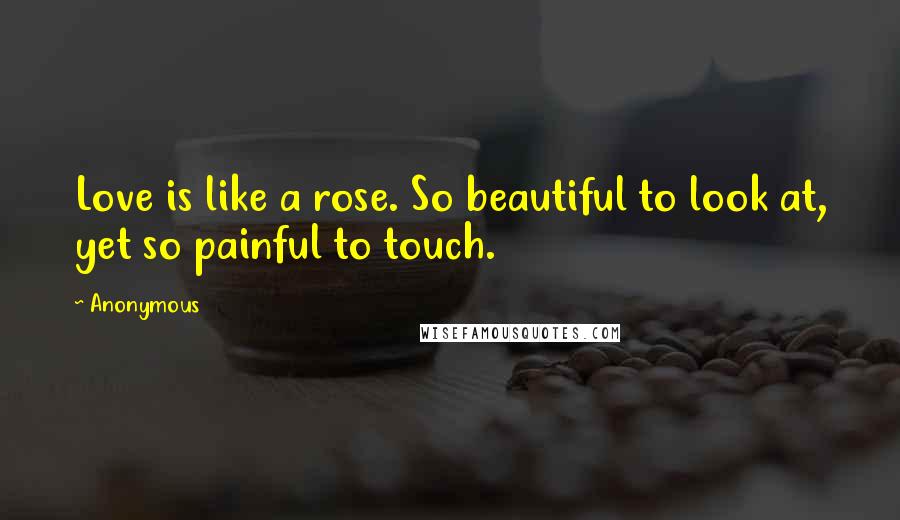 Anonymous Quotes: Love is like a rose. So beautiful to look at, yet so painful to touch.