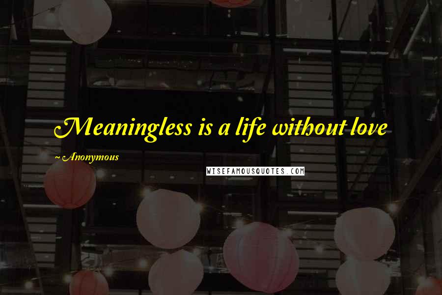 Anonymous Quotes: Meaningless is a life without love